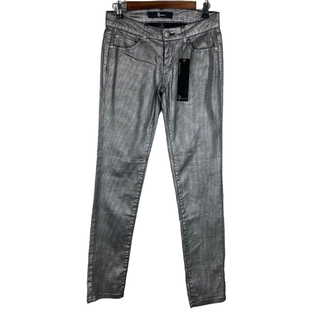 CP Jeans Gray Silver Metallic Skinny Jeans‎ Women's Junior 5 Low Rise NEW